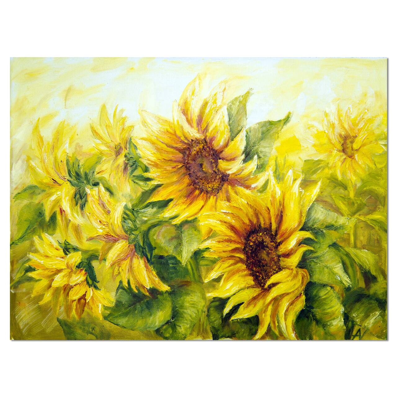Designart - Bright Yellow Sunny Sunflowers - Floral Painting Canvas